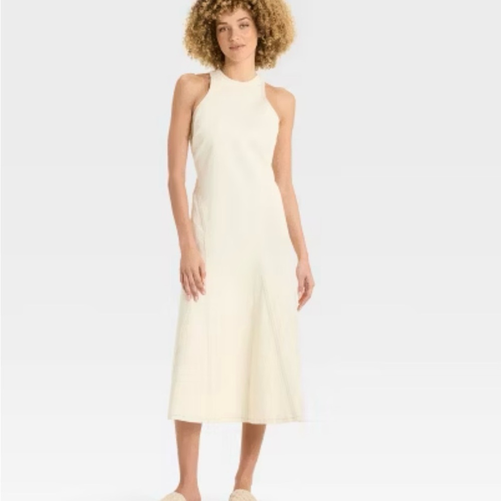 Women's Racerback Denim Midi A-Line Dress